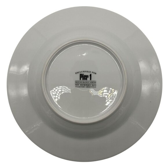 Pier 1 Imports Yuletide Greeting 2-Dinner Plates 10.5" 2-Soup Bowls 9.25" - Picture 9 of 10